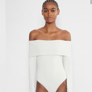 Aritzia Off-Shoulder cream Bodysuit